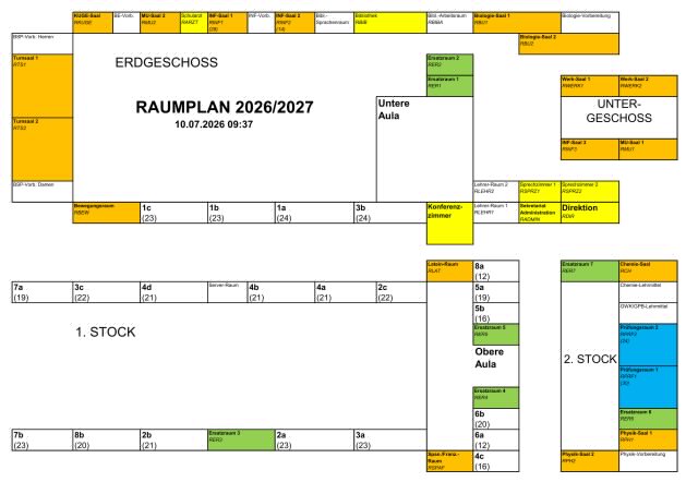 Raumplan des BG Horn als Bild. Ein PDF steht weiter unten als barrierefreie Alternative zur Verfügung.